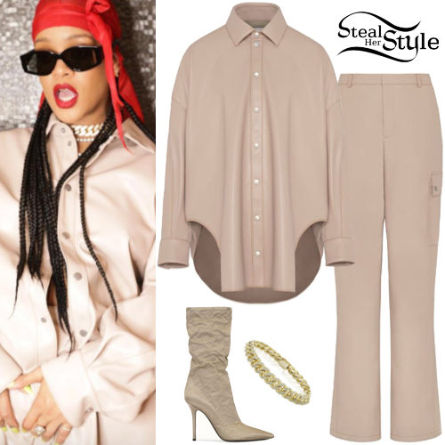 Beige Leather Shirt and Pants
