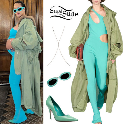 Turquoise Jumpsuit, Green Jacket