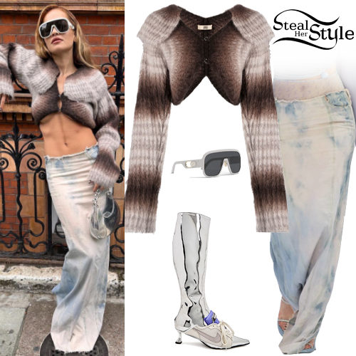 Cropped Cardigan, Denim Skirt