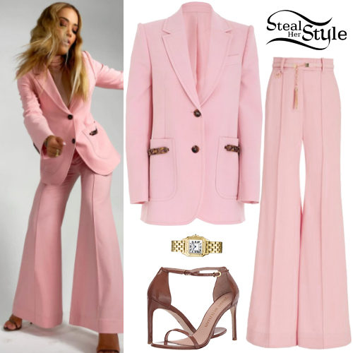 Pink Suit, Brown Sandals