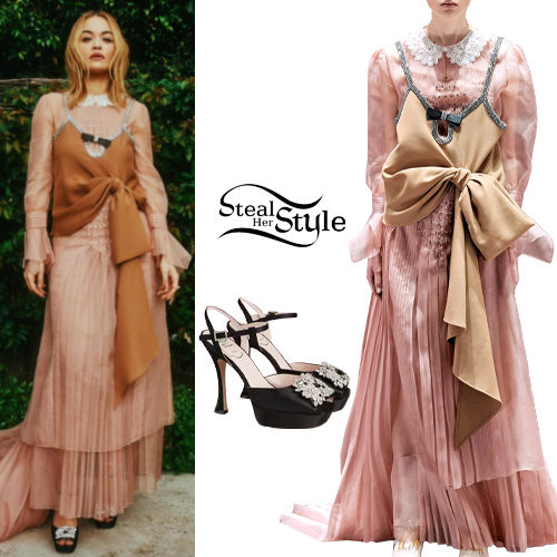 Pleated Pink Gown and Bow Topped Tank