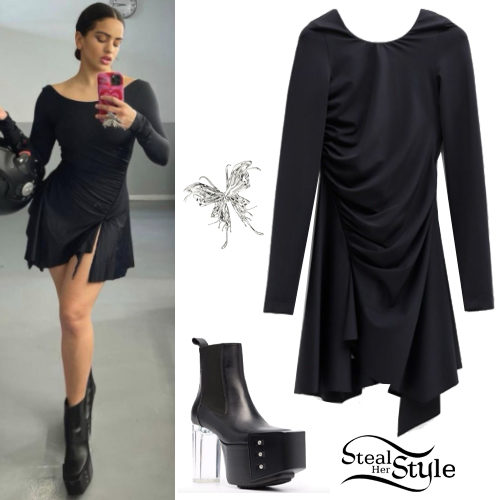 Black Mini Dress, Platform Boots