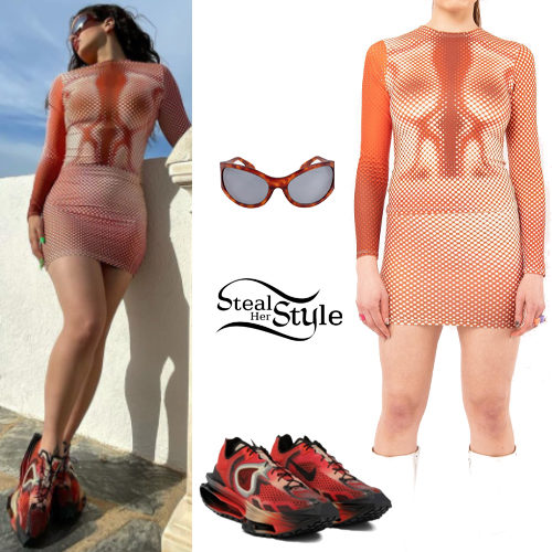 Orange Printed Top and Mini Skirt