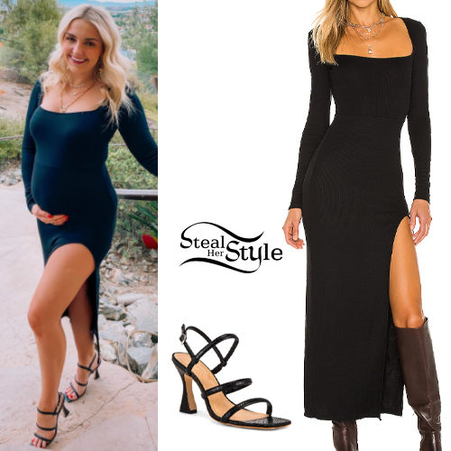 Black Slit Dress and Sandals