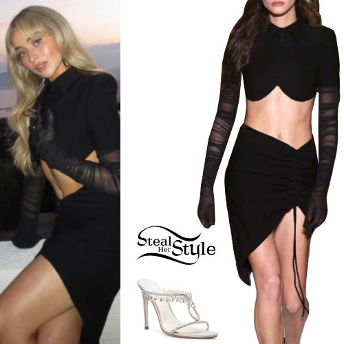 Monôt Cropped Polo and Ruched Mini Skirt