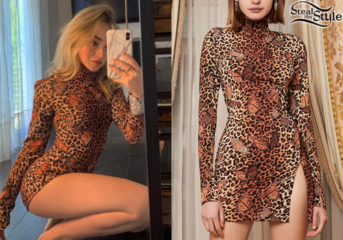Leopard Butterfly Print Mini Dress