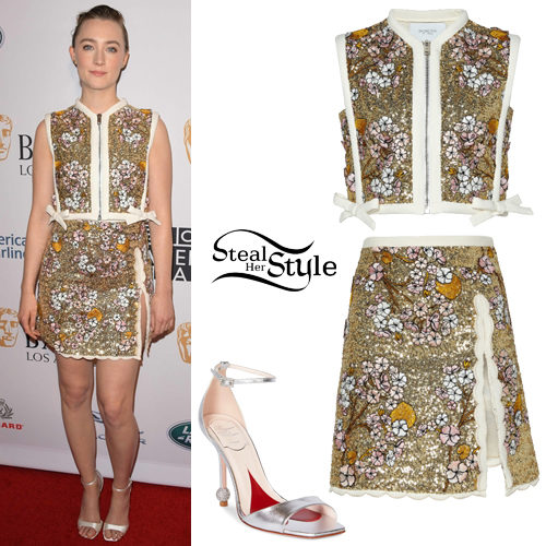 Sequined Floral Top and Skirt