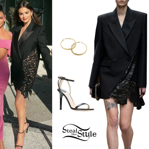 Black Blazer Dress and Sandals