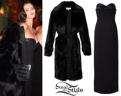 Black Fur Coat and Dress