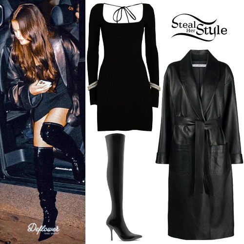 Black Mini Dress, Leather Coat