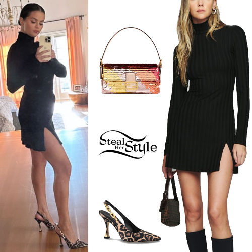 Black Mini Dress, Leopard Pumps