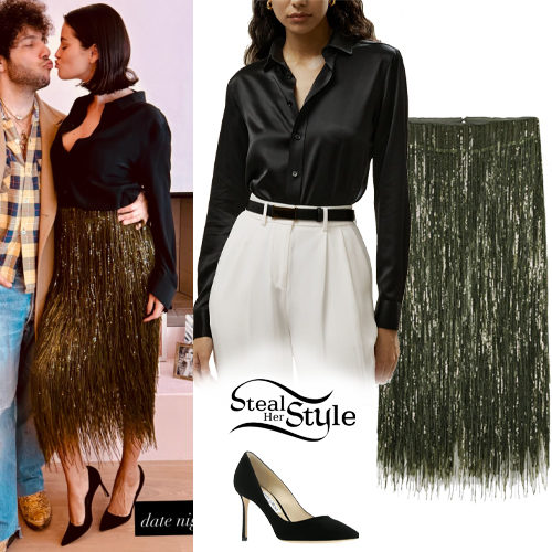 Black Shirt, Fringed Skirt