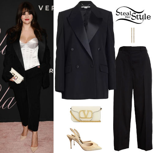Black Suit, Beige Pumps