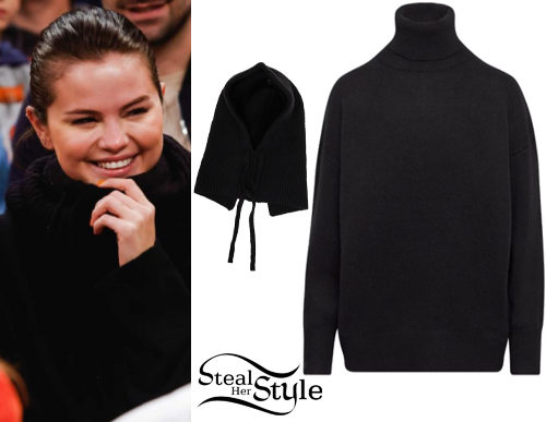 Black Sweater and Hooded Scarf