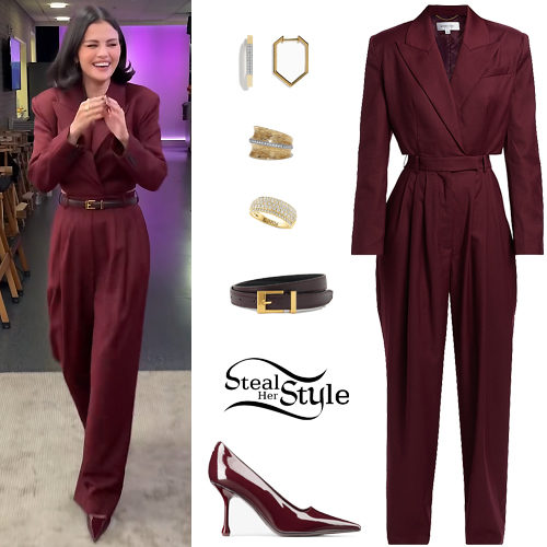 Burgundy Jumpsuit and Pumps