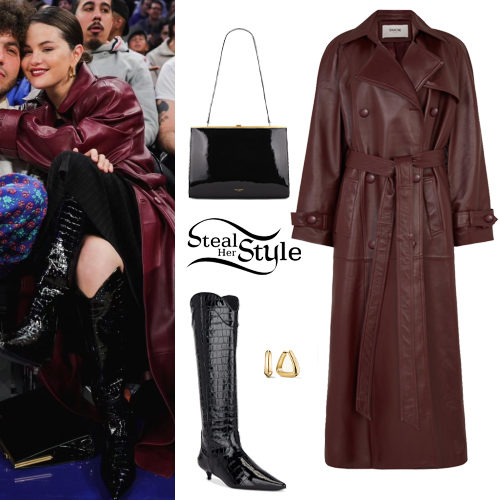 Burgundy Leather Coat, Black Boots