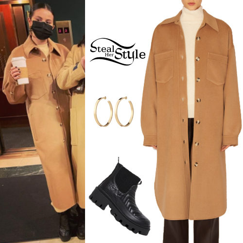 Camel Wool Coat, Black Boots