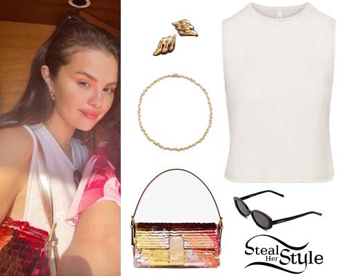 Cashmere Tank, Sequin Bag