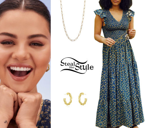 Floral Print Dress, Gold Jewelry