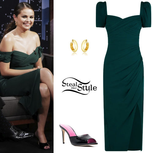 Green Dress, Mule Sandals