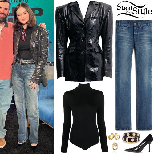 Leather Blazer, Blue Jeans