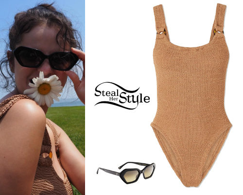 Light Brown Swimsuit, Black Sunglasses