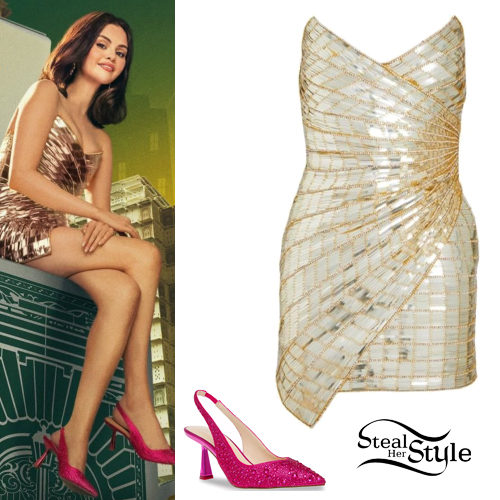 Metallic Dress, Pink Pumps