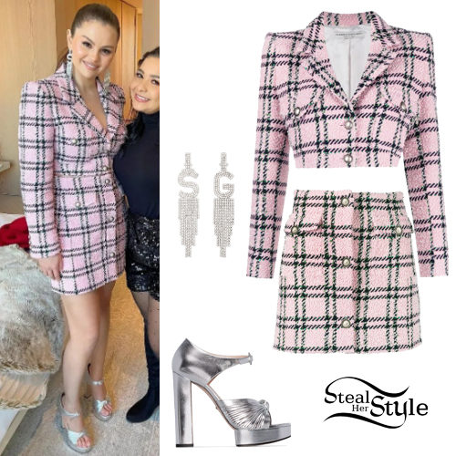 Pink Check Blazer and Skirt