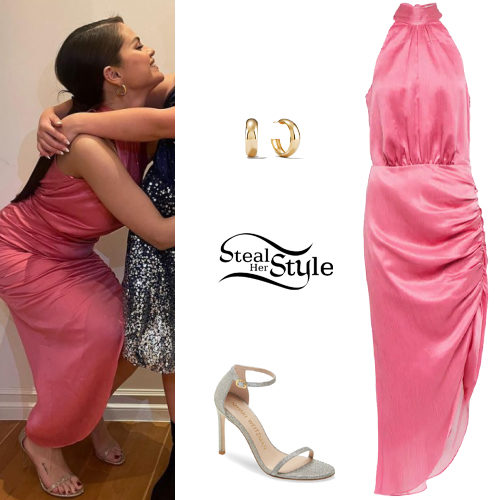 Pink Dress, Metallic Sandals