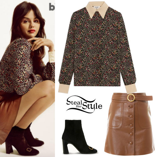 Printed Blouse, Brown Skirt