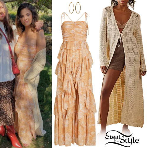 Printed Dress, Gold Hoops