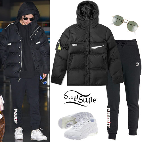 Puffer Jacket, Black Joggers