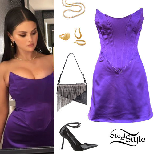 Purple Dress, Black Pumps