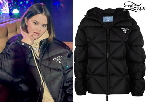 Prada Quilted Down Jacket and Tan Hoodie