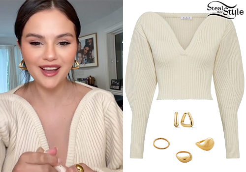 Ribbed Sweater, Gold Jewelry