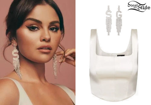 Satin Corset, Crystal Earrings