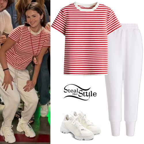 Striped T-Shirt, White Pants