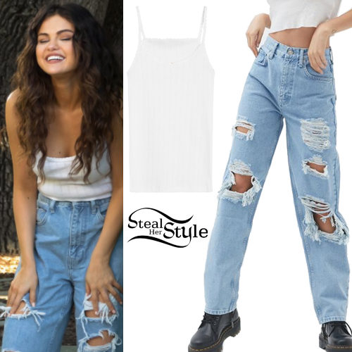 White Tank Top, Ripped Jeans