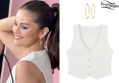 White Vest and Gold Hoops