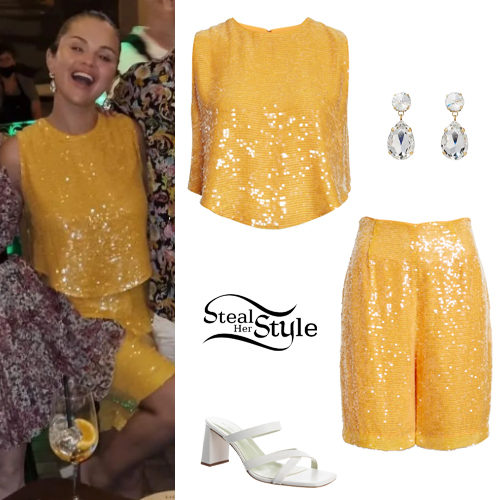 Yellow Sequin Top and Shorts