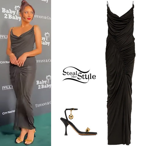 Ruched Jersey Maxi Dress and Dot Heeled Sandals