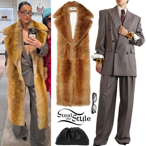 Fur Scarf, Grey Suit