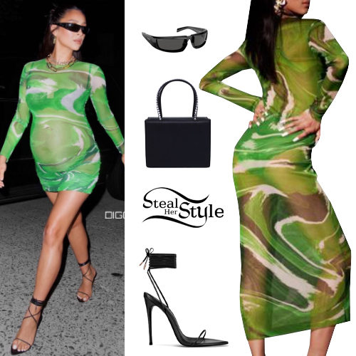 Green Dress, Strappy Sandals