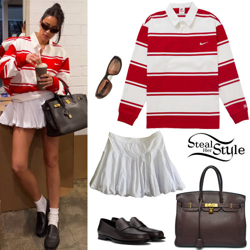 Striped Top, White Skirt