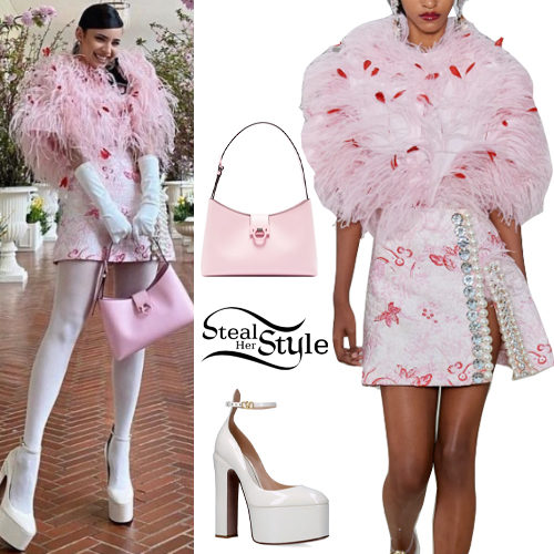 Feather Jacket, Jacquard Skirt