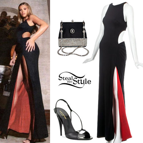 Black Gown, Patent Sandals