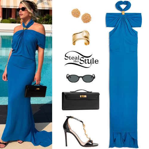 Blue Dress, Black Sandals