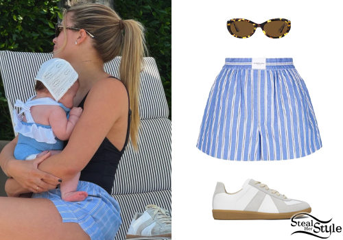 Blue Striped Shorts, Tortoise Sunglasses