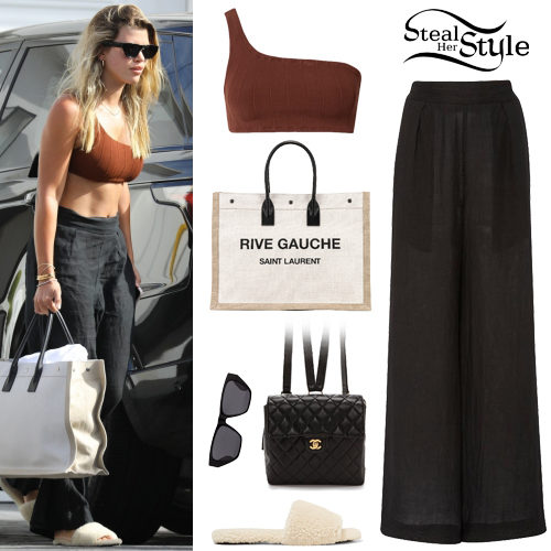 Brown Top, Black Pants