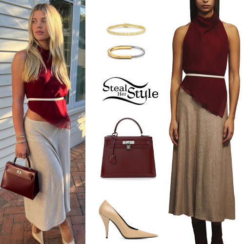 Burgundy Sheer Kite Top and Linen Knit Skort